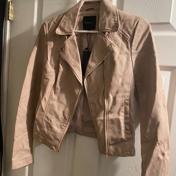 Faux light pink leather jacket - Picture 1 of 2